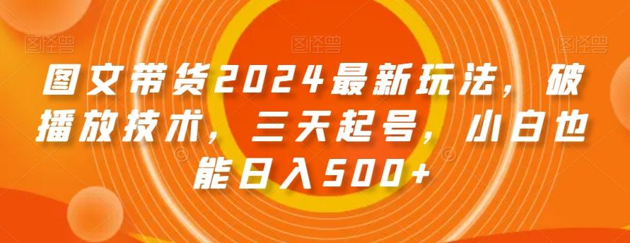 图文带货2024最新玩法，破播放技术，三天起号，小白也能日入500+【揭秘】-云创网