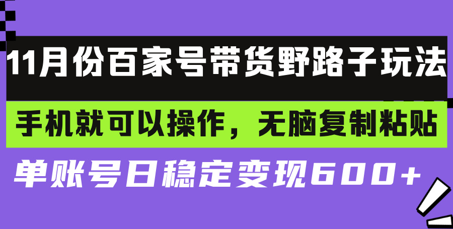 百家号带货野路子玩法 手机就可以操作，无脑复制粘贴 单账号日稳定变现…-云创网