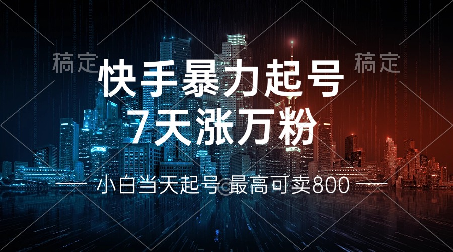 快手暴力起号，7天涨万粉，小白当天起号 多种变现方式，账号回收，单月…-云创网