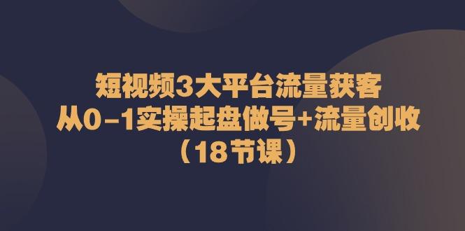 短视频3大平台流量获客:从0-1实操起盘做号+流量创收(18节课)-云创网