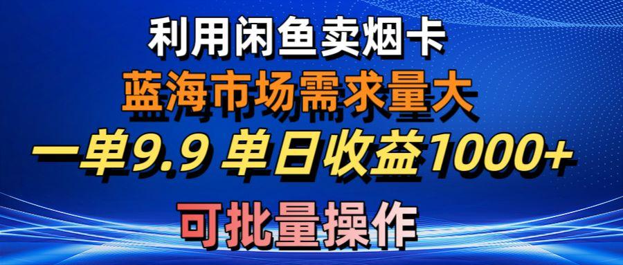 利用咸鱼卖烟卡，蓝海市场需求量大，一单9.9单日收益1000+，可批量操作-云创网