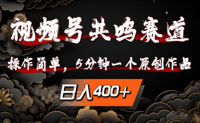 视频号共鸣赛道，操作简单，5分钟1个原创作品，日入几张【揭秘】-云创网