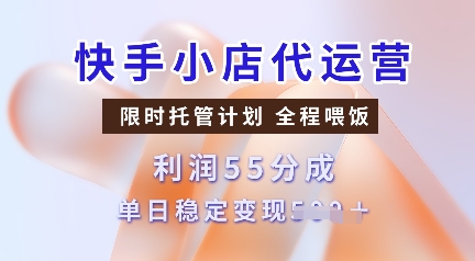 快手小店代运营，限时托管计划，收益55分，单日稳定变现多张【揭秘】-云创网