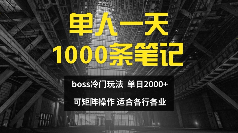 单人一天1000条笔记，日入2000+，BOSS直聘的正确玩法【揭秘】-云创网