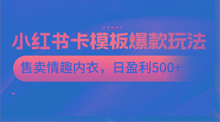 小红书卡模板爆款玩法，售卖情趣内衣，日盈利500+-云创网
