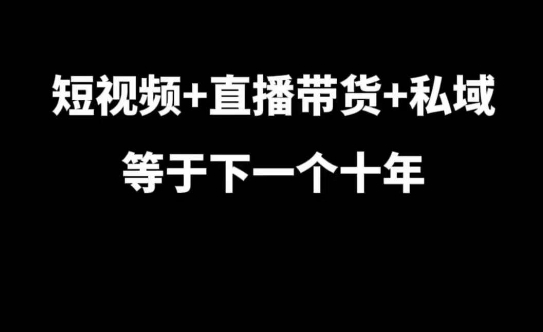 短视频+直播带货+私域等于下一个十年，大佬7年实战经验总结-云创网