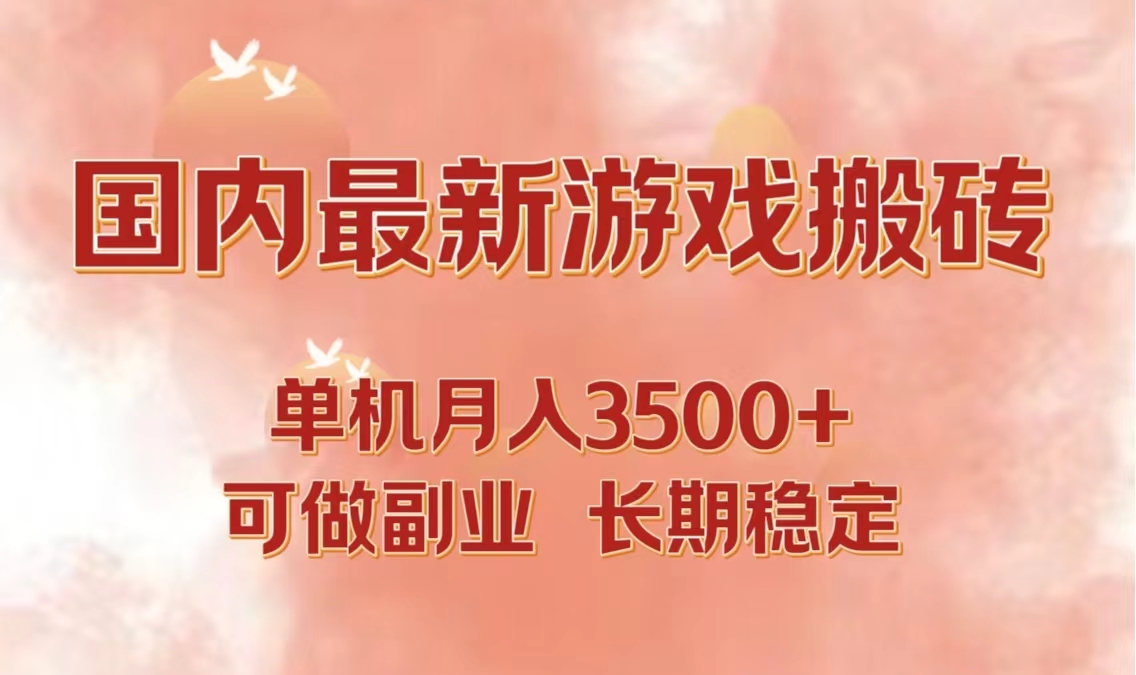 国内最新游戏打金搬砖，单机月入3500+可做副业 长期稳定-云创网