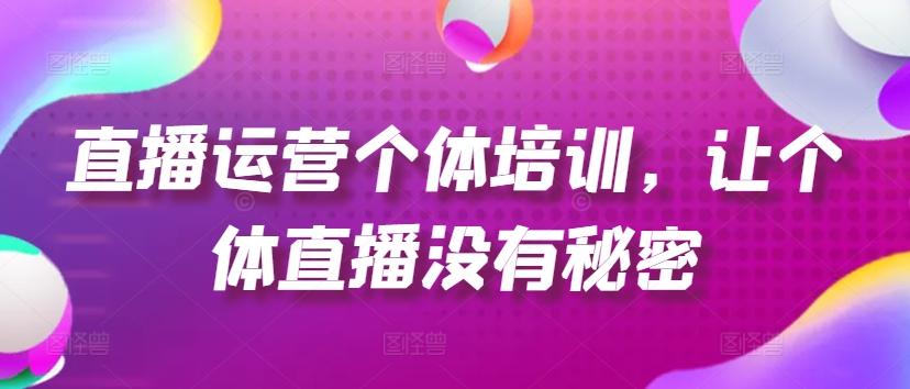 直播运营个体培训，让个体直播没有秘密，起号、货源、单品打爆、投流等玩法-云创网