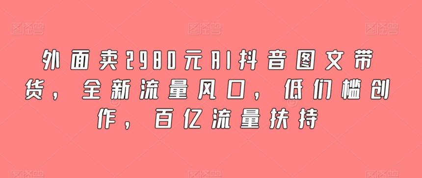 外面卖2980元AI抖音图文带货,全新流量风口,低们槛创作,百亿流量扶持-云创网