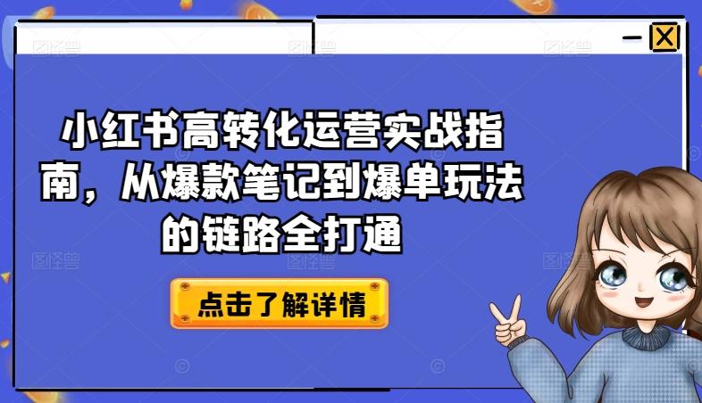 小红书高转化运营实战指南，从爆款笔记到爆单玩法的链路全打通-云创网