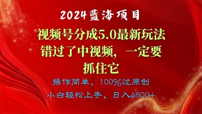 2024蓝海项目，视频号分成计划5.0最新玩法，错过了中视频，一定要抓住…-云创网