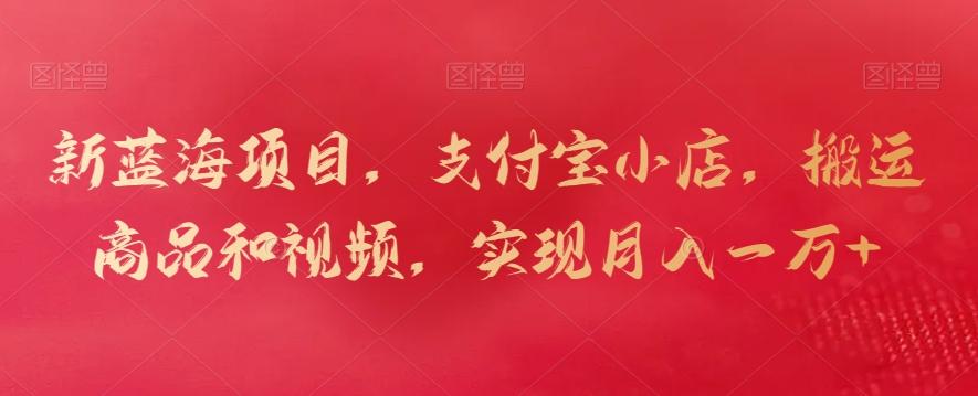 新蓝海项目,支付宝小店,搬运商品和视频,实现月入一万+【揭秘】-云创网
