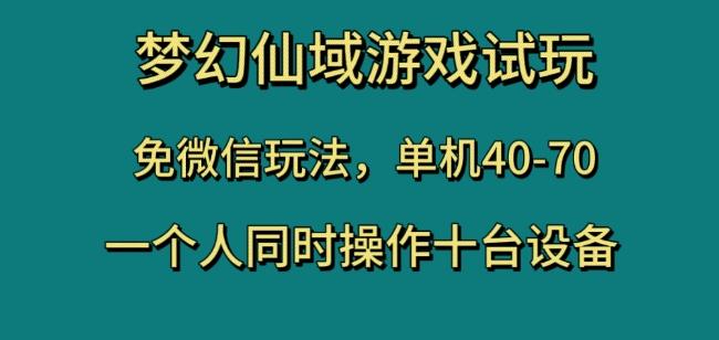 梦幻仙域游戏试玩,免微信玩法,单机40-70,一个人同时操作十台设备【揭秘】-云创网