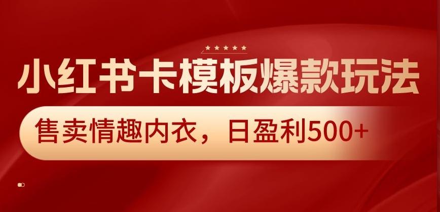 小红书卡模板爆款玩法,售卖情趣内衣,日盈利500+【揭秘】-云创网