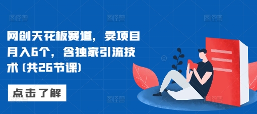网创天花板赛道，卖项目月入6个，含独家引流技术(共26节课)-云创网