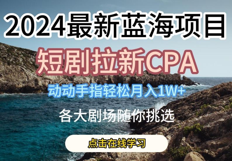 2024最新蓝海项日，短剧拉新CPA，动动手指轻松月入1W，全各大剧场随你挑选【揭秘】-云创网