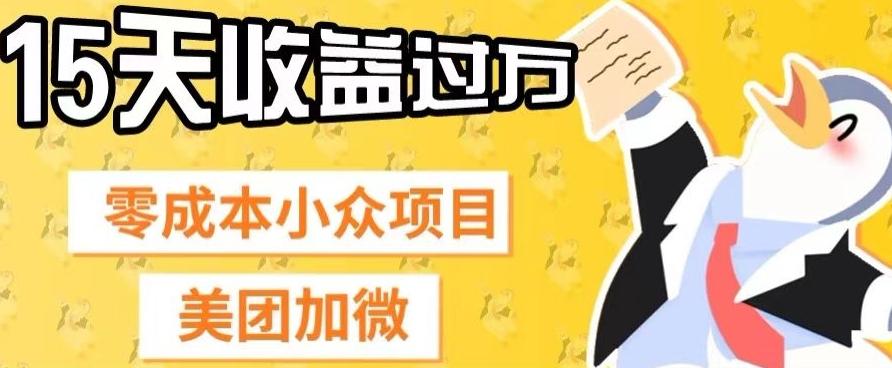 零成本小众项目,美团加微,一单4.5+,15天已经有人赚上万收益-云创网
