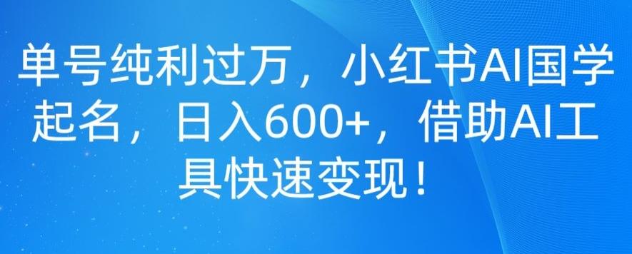 单号纯利过万,小红书AI国学起名,日入600+,借助AI工具快速变现-云创网