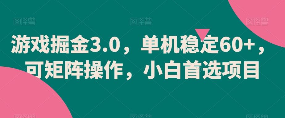 游戏掘金3.0,单机稳定60+,可矩阵操作,小白首选项目【揭秘】-云创网